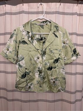 Abercrombie & Fitch Satin Light Green Floral PJ Set